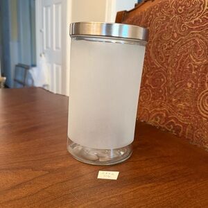 Medium IKEA Droppar Frosted Glass Storage Container Jar w/Lid by Maya Robert